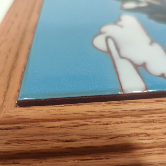 Mountain Moon Reflection Triptych Native Folk Art Deco (3) 6" Tiles 20x8" Framed - Picture 8 of 14